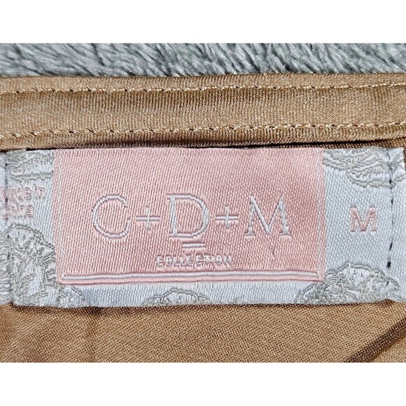 C+D+M Womens Silky Bronze Ruching on Sleeves Sz Medium - Picture 4 of 9